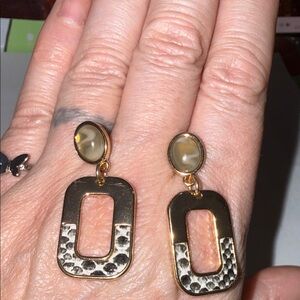 Gold and Black Dangle Earrings